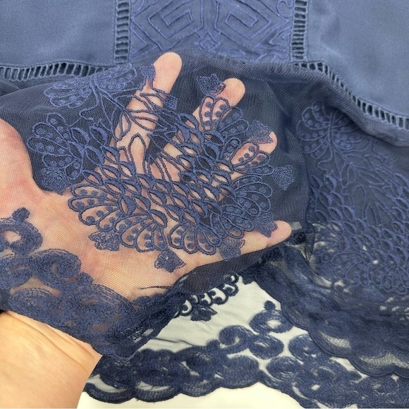 Soft Surrounding Dress Sz SP Navy Blue Suri Lace Embroidered Sleeveless Midi - Picture 12 of 14